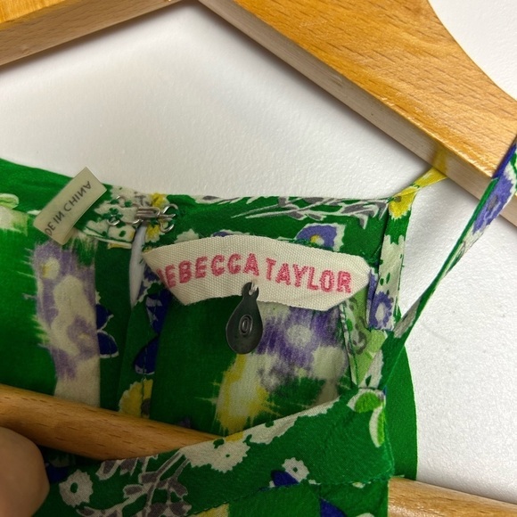 Rebecca Taylor 100% Silk Tropical Halter Mid Dress old money classic Sz 0 - Picture 7 of 12